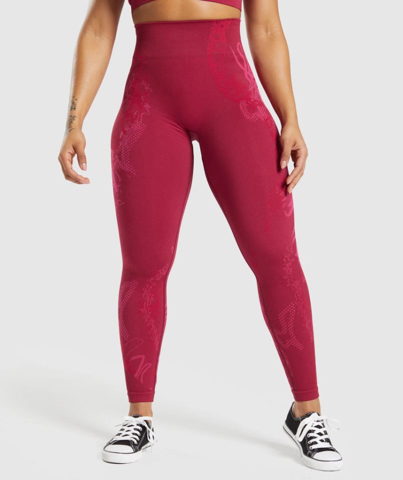 Legginsy Gymshark Wtflex Seamless Damskie Fuksja | PL 143EQJ